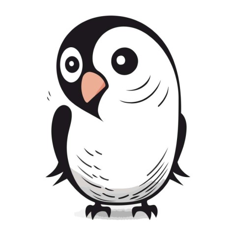 Cute penguin isolated on a white background. Vector illustration