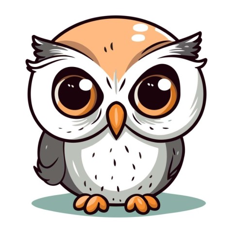 Cute owl on a white background. Vector illustration in cartoon s