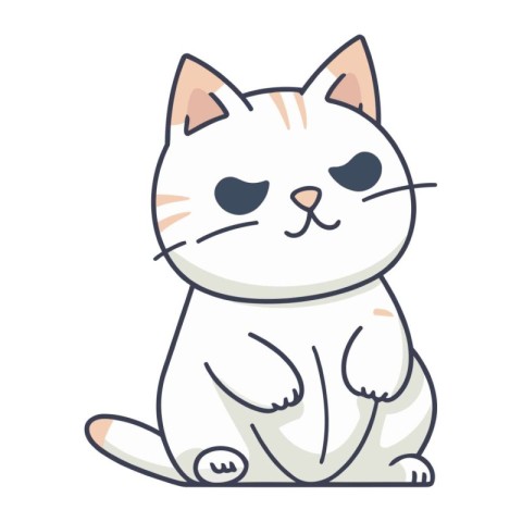 Cute cartoon cat. Vector illustration isolated on a white backgr