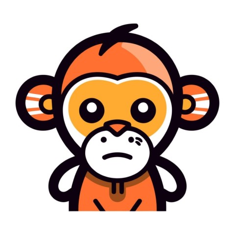 Monkey Face Emotion Icon. Vector Illustration Isolated On White