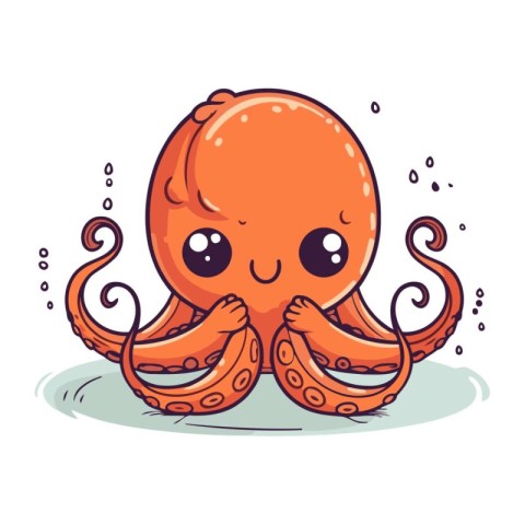 Cute cartoon octopus. Vector illustration isolated on white back