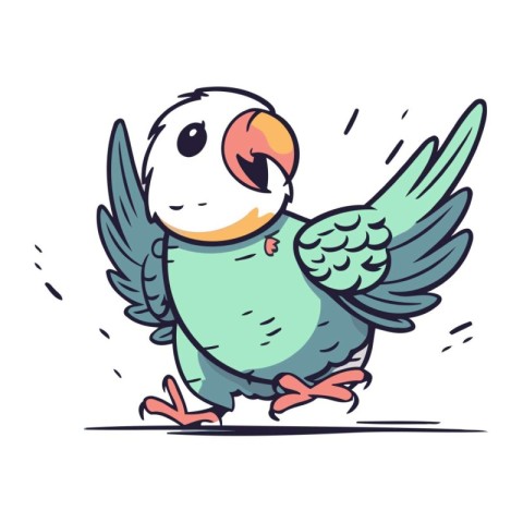 Cartoon parrot. Vector illustration of a parrot with wings.