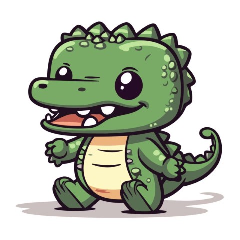 Cute cartoon crocodile. Vector illustration isolated on white ba