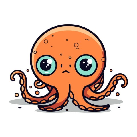 Cute cartoon octopus. Vector illustration isolated on white back