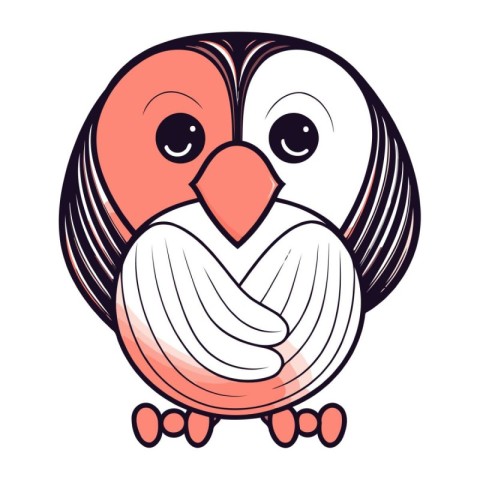 Cute cartoon owl vector illustration. Hand drawn doodle style.