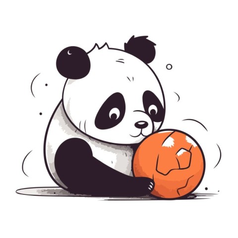 Cute panda playing with a soccer ball. Vector illustration.