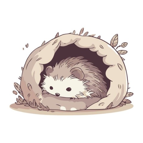 hedgehog in a hole on a white background. vector illustration