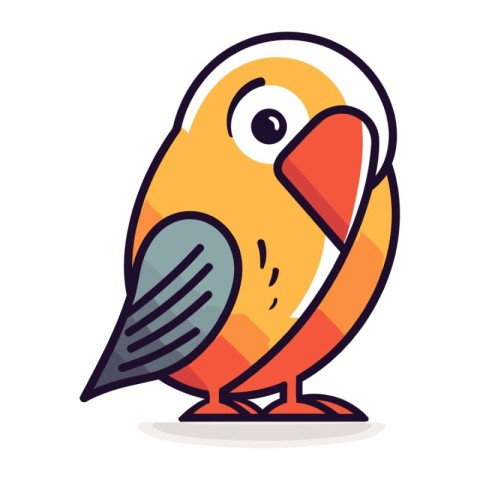 Cute cartoon parrot. Vector illustration in flat line style.