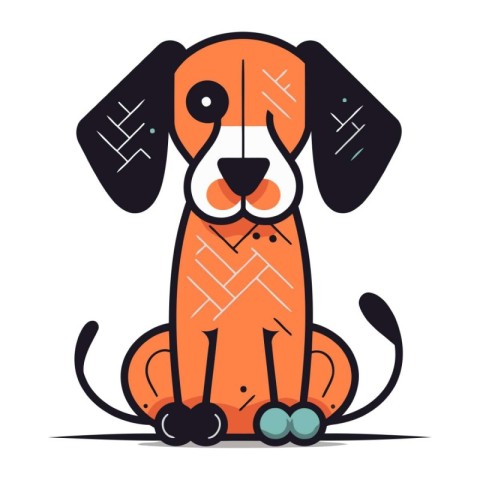 Cute cartoon dog. Vector illustration on white background. Flat