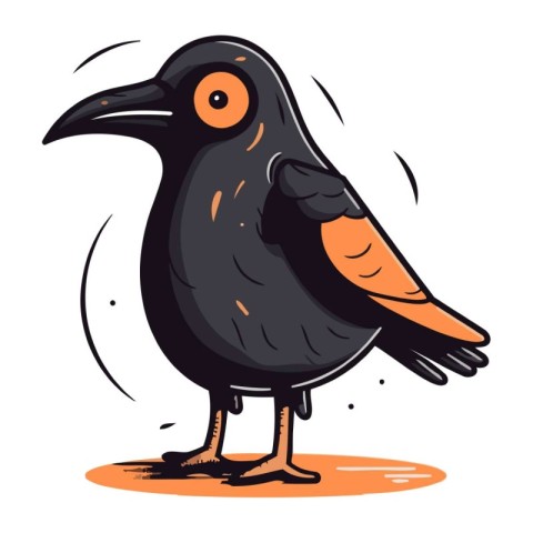 Cute cartoon crow. Vector illustration isolated on a white backg