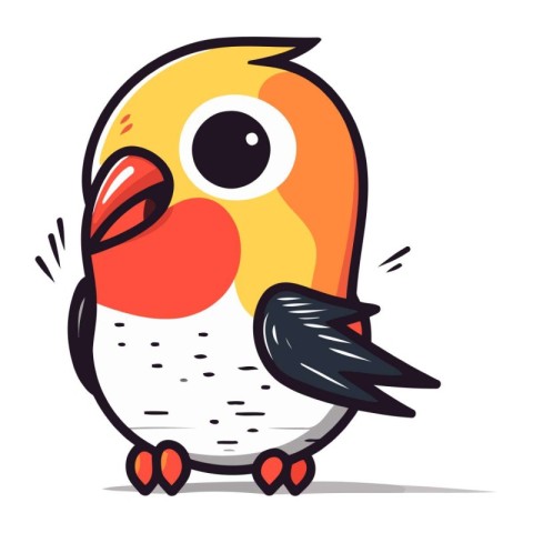 Illustration of cute cartoon parrot on white background. Vector