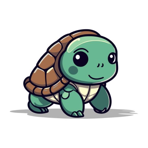 Cute little turtle cartoon vector illustration. Cute baby turtle