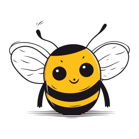 Cute cartoon bee. Vector illustration isolated on a white backgr