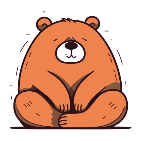 Cute cartoon bear sitting. Vector illustration of a cute animal.