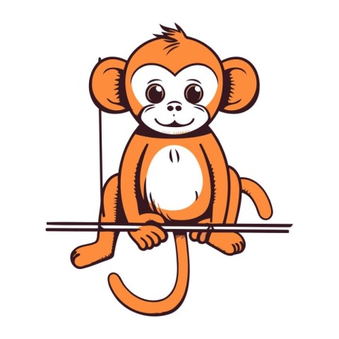 Cute cartoon monkey on a white background. Vector illustration f