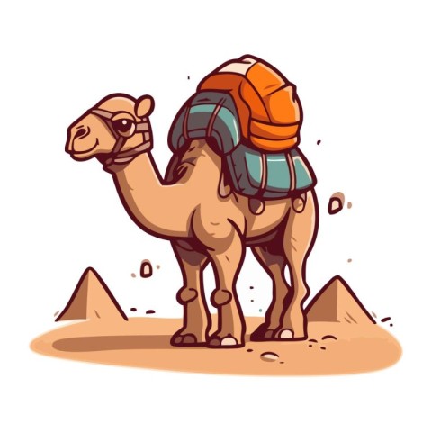 Camel in the desert. Vector illustration of a camel in the deser