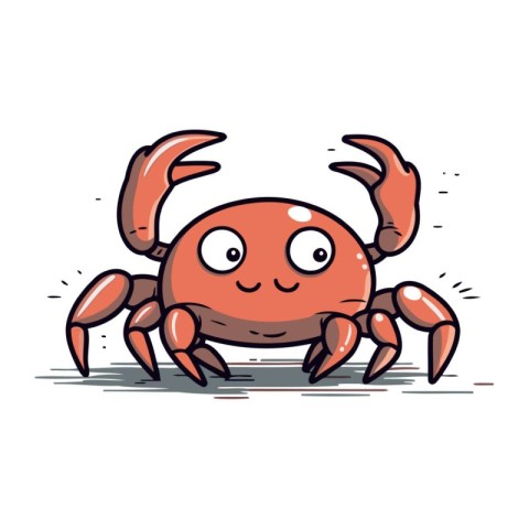 Funny cartoon crab. Vector illustration of a funny red crab.