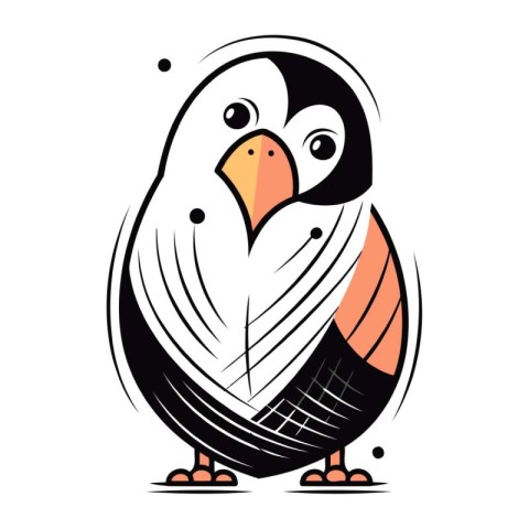 Vector illustration of a cute black and orange parrot. isolated