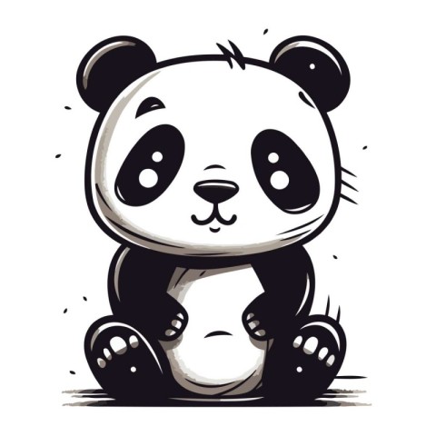 Cute cartoon panda vector illustration. Hand drawn panda.