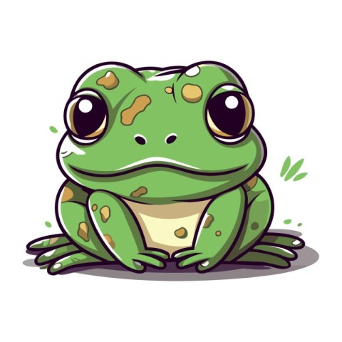 Cute cartoon frog isolated on a white background. Vector illustr