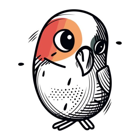 Vector illustration of a cute cartoon parrot on a white backgrou