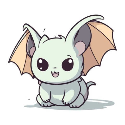 Cute cartoon bat isolated on a white background. Vector illustra