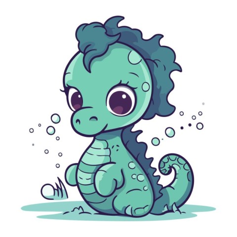 Cute cartoon baby crocodile. Vector illustration isolated on whi