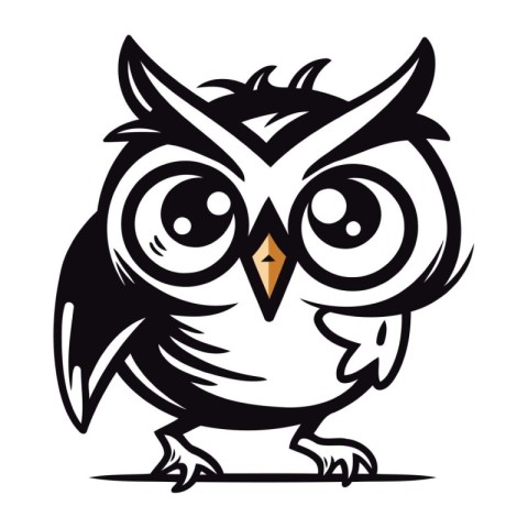 Owl head isolated on white background. Vector illustration in bl