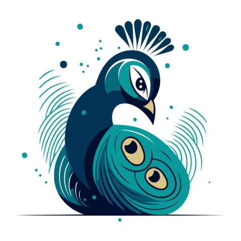 Peacock. Vector illustration. Isolated on white background.