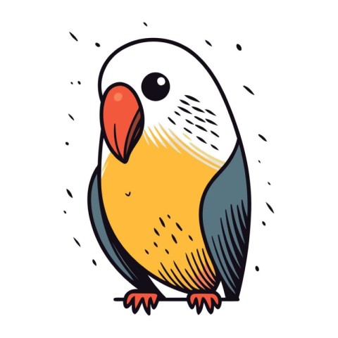 Cute parrot isolated on a white background. Vector illustration.