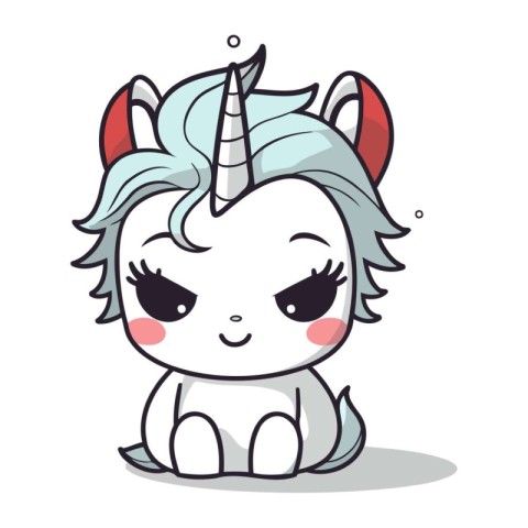 Unicorn cute cartoon character. Vector illustration isolated on