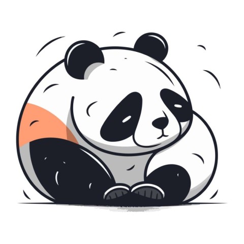 Cute panda sitting on a white background. Vector illustration.