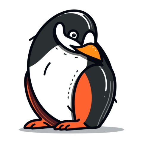 Cute penguin isolated on a white background. Vector illustration