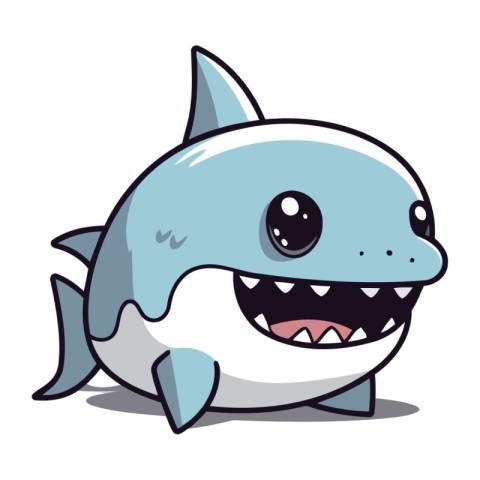 Shark character cartoon vector illustration. Cute shark mascot d