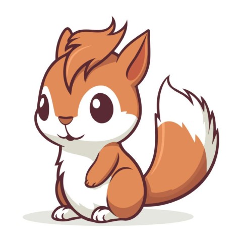 Cute little squirrel isolated on a white background. Vector illu