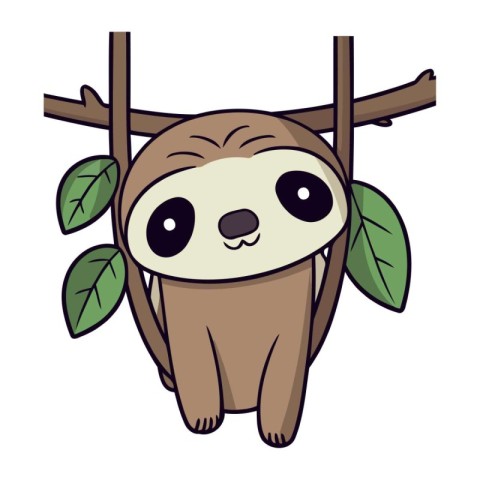 cute sloth cartoon vector illustration graphic design vector ill