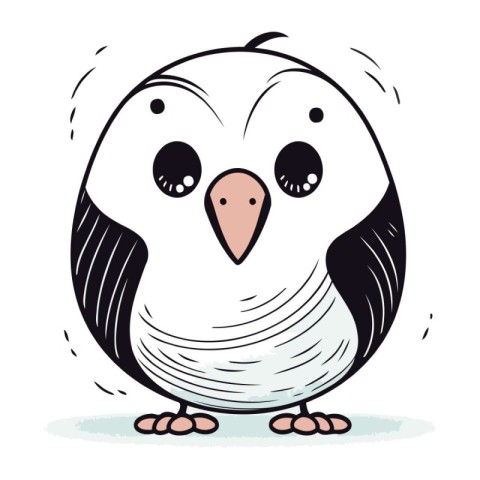 Cute cartoon penguin on a white background. Vector illustration.