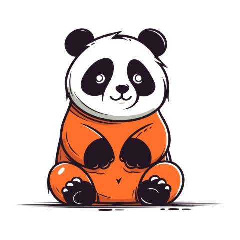 Cute panda sitting on a white background. Vector illustration.