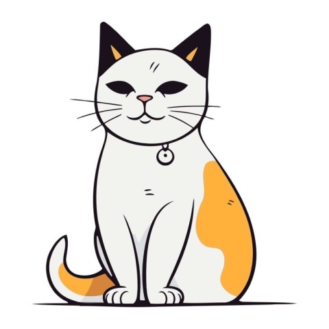 Cartoon cat isolated on white background. Vector illustration in