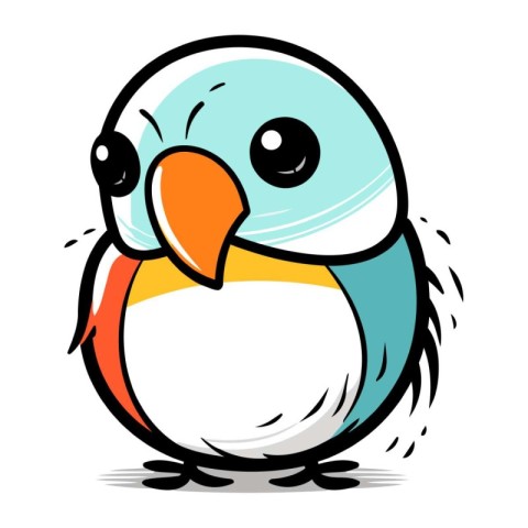 Cute cartoon parrot. Hand drawn vector illustration isolated on