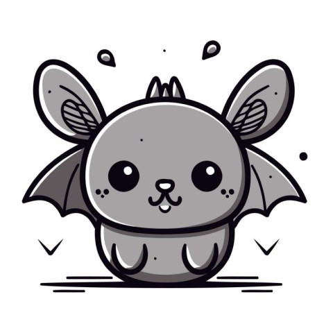 Cute cartoon bat. Vector illustration isolated on a white backgr