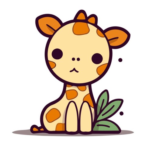 Cute Giraffe Sitting Cartoon Mascot Character Vector Illustratio