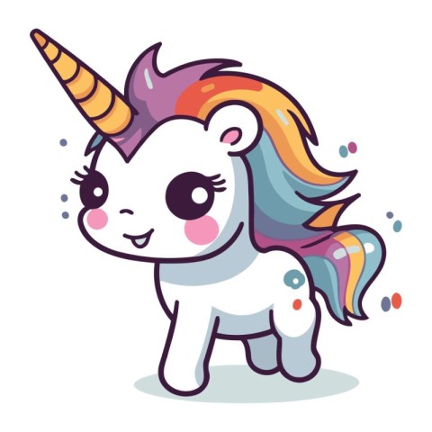 Cute cartoon unicorn. Vector illustration isolated on a white ba