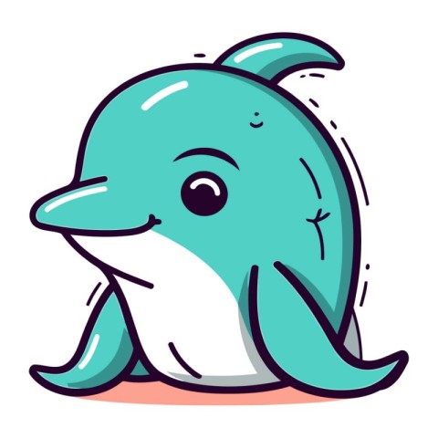 Cute cartoon dolphin. Vector illustration of a cute cartoon dolp