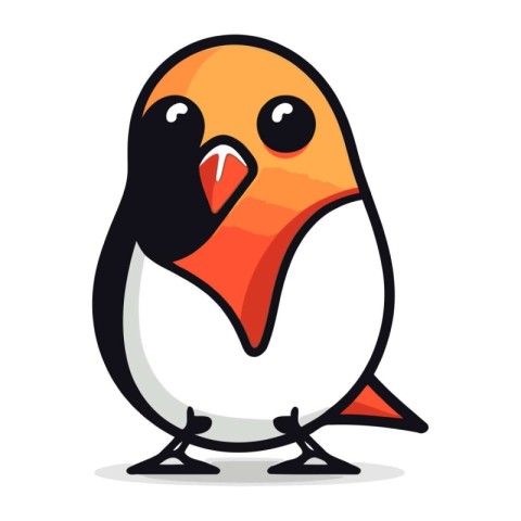 Cute penguin cartoon mascot isolated on white background. Vector