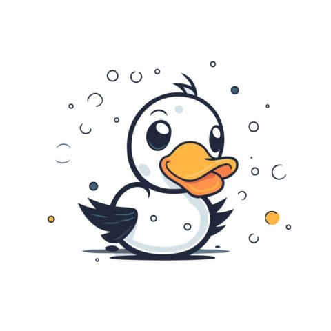 Cute cartoon duck. Vector illustration isolated on a white backg