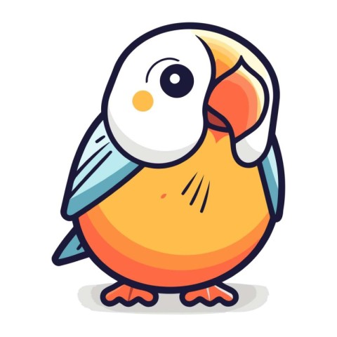 Cute cartoon parrot. Vector illustration. Isolated on white back