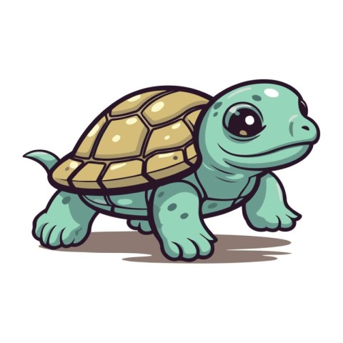 Cute cartoon turtle. Vector illustration isolated on a white bac