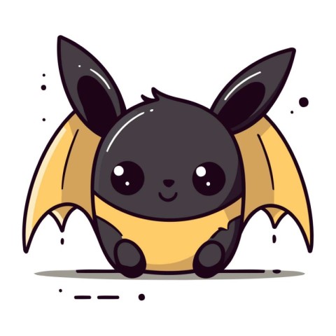 Cute cartoon bat. Vector illustration isolated on a white backgr