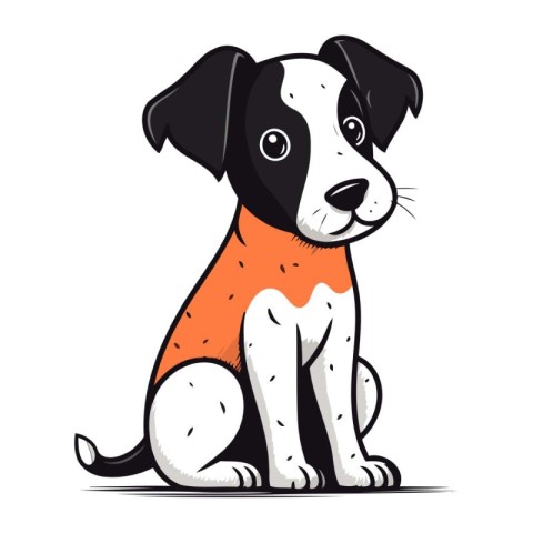 Cute cartoon dog. Vector illustration of a dog sitting on a whit